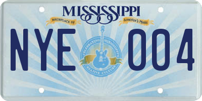MS license plate NYE004