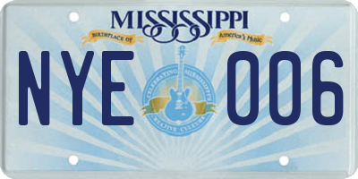 MS license plate NYE006