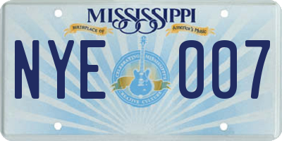 MS license plate NYE007