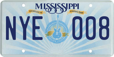MS license plate NYE008