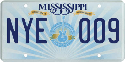 MS license plate NYE009