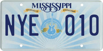 MS license plate NYE010