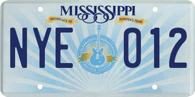 MS license plate NYE012