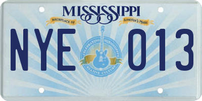 MS license plate NYE013