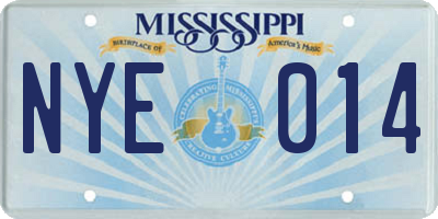 MS license plate NYE014