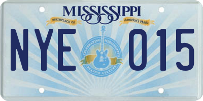 MS license plate NYE015