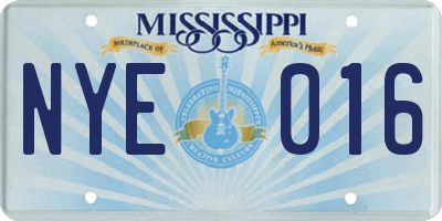 MS license plate NYE016