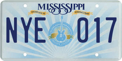 MS license plate NYE017
