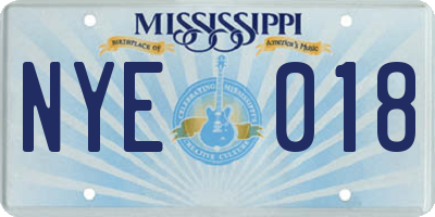 MS license plate NYE018