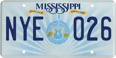 MS license plate NYE026