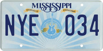MS license plate NYE034