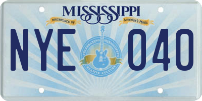 MS license plate NYE040