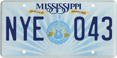 MS license plate NYE043