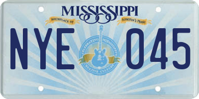 MS license plate NYE045