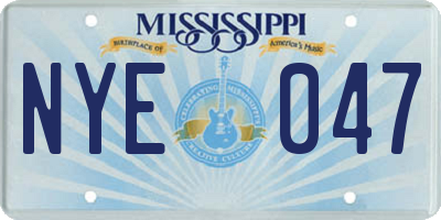 MS license plate NYE047