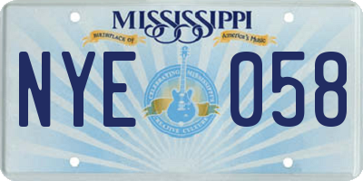 MS license plate NYE058