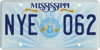 MS license plate NYE062