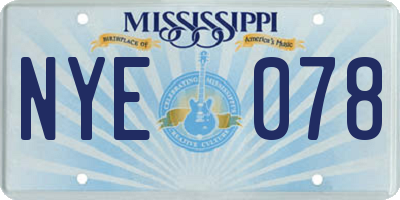 MS license plate NYE078