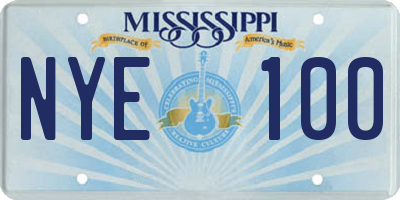MS license plate NYE100