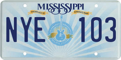 MS license plate NYE103