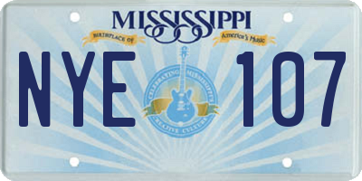 MS license plate NYE107