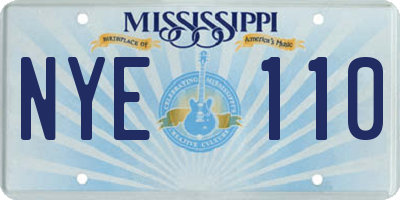 MS license plate NYE110