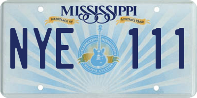MS license plate NYE111