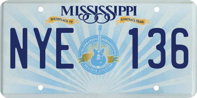 MS license plate NYE136