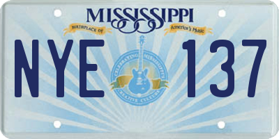 MS license plate NYE137