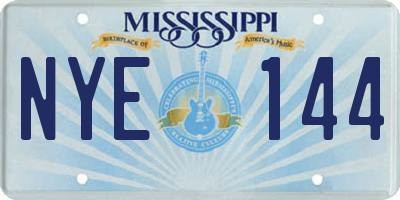 MS license plate NYE144