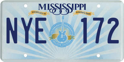 MS license plate NYE172