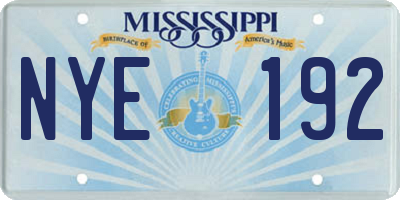 MS license plate NYE192