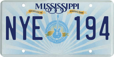 MS license plate NYE194