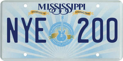 MS license plate NYE200