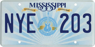 MS license plate NYE203
