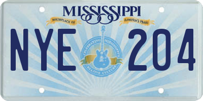 MS license plate NYE204