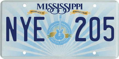MS license plate NYE205