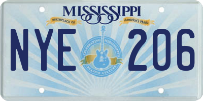MS license plate NYE206