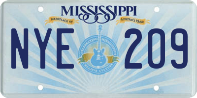 MS license plate NYE209