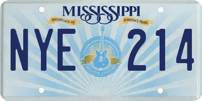 MS license plate NYE214