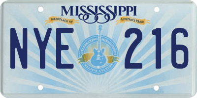 MS license plate NYE216