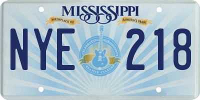 MS license plate NYE218