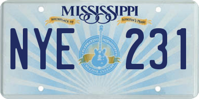 MS license plate NYE231