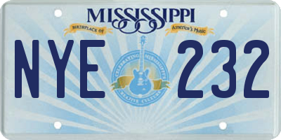 MS license plate NYE232