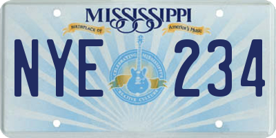 MS license plate NYE234