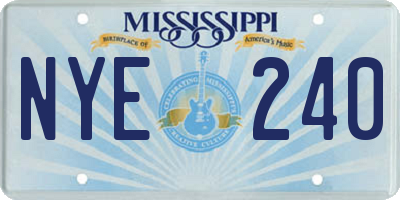 MS license plate NYE240