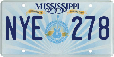 MS license plate NYE278
