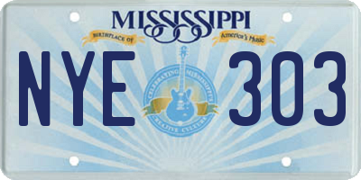 MS license plate NYE303