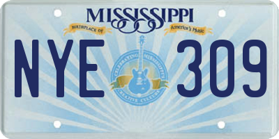 MS license plate NYE309