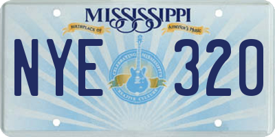 MS license plate NYE320